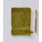 Gant de toilette ponge unie Vert Olive - 15x21 - Sylvie Thiriez 