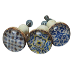 Set de 3 boutons de porte Mosaïque bleue - Chehoma