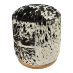 Pouf rond vache noir/blanc - H43