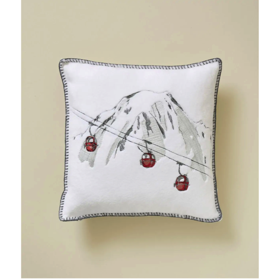 Housse de coussin polaire brodée RDV Au sommet - 45x45 - Sylvie Thiriez