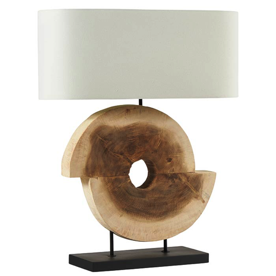 Lampe pied en noyer base hévéa avec abat-jour rectangulaire blanc