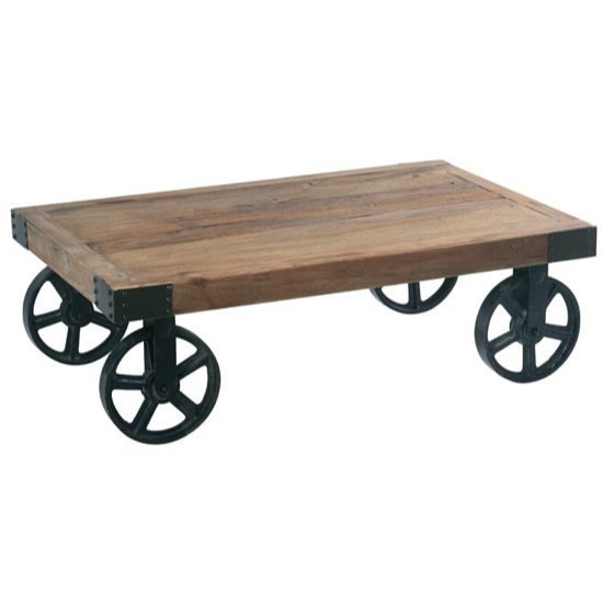 Table basse en orme recyclé - CROTABA110ROUL -  Casita 