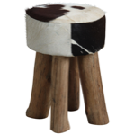 Tabouret rond en peau de vache
