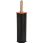 Brosse WC cylindrique en mtal noir et bambou