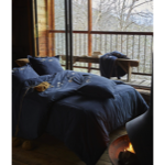Housse de couette brodée Au coeur de la vallée Bleu - Sylvie Thiriez
