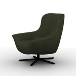 Fauteuil Rico King - Cuir Montana Olive ruban ton sur ton/Pieds métal étoile noir