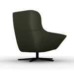 Fauteuil Rico King - Cuir Montana Olive ruban ton sur ton/Pieds métal étoile noir
