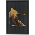 Cadre bois gris 48x72 - Skieur