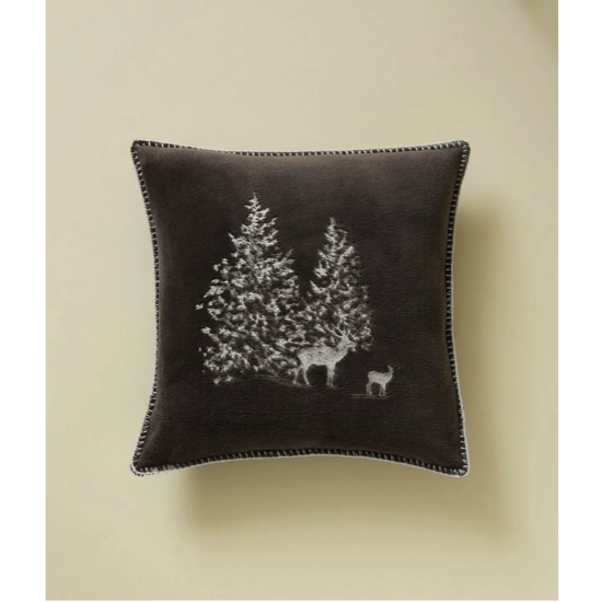Housse de coussin polaire brodée Trésor des Forêts - 45x45 - Sylvie Thiriez