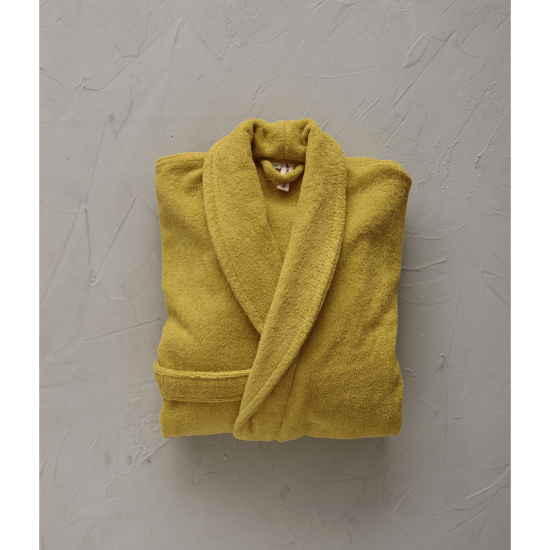 Peignoir mixte éponge unie Jaune Sésame- Sylvie Thiriez