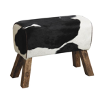 Tabouret bois et peau de vache fonc