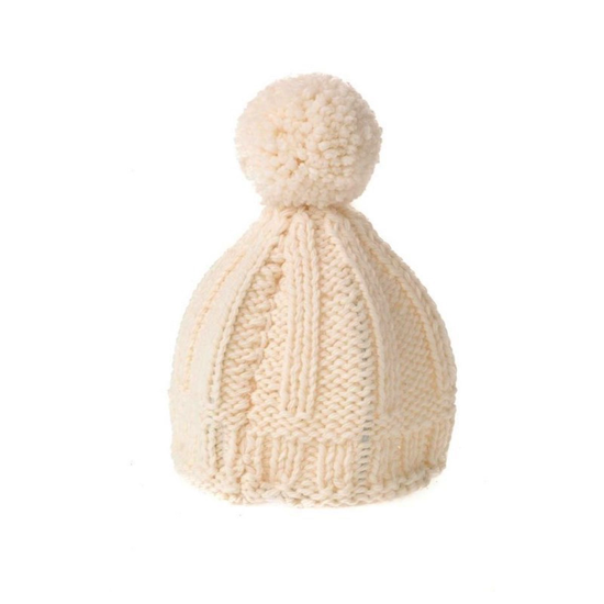 Abat jour bonnet 14cm en laine écru tricoté main