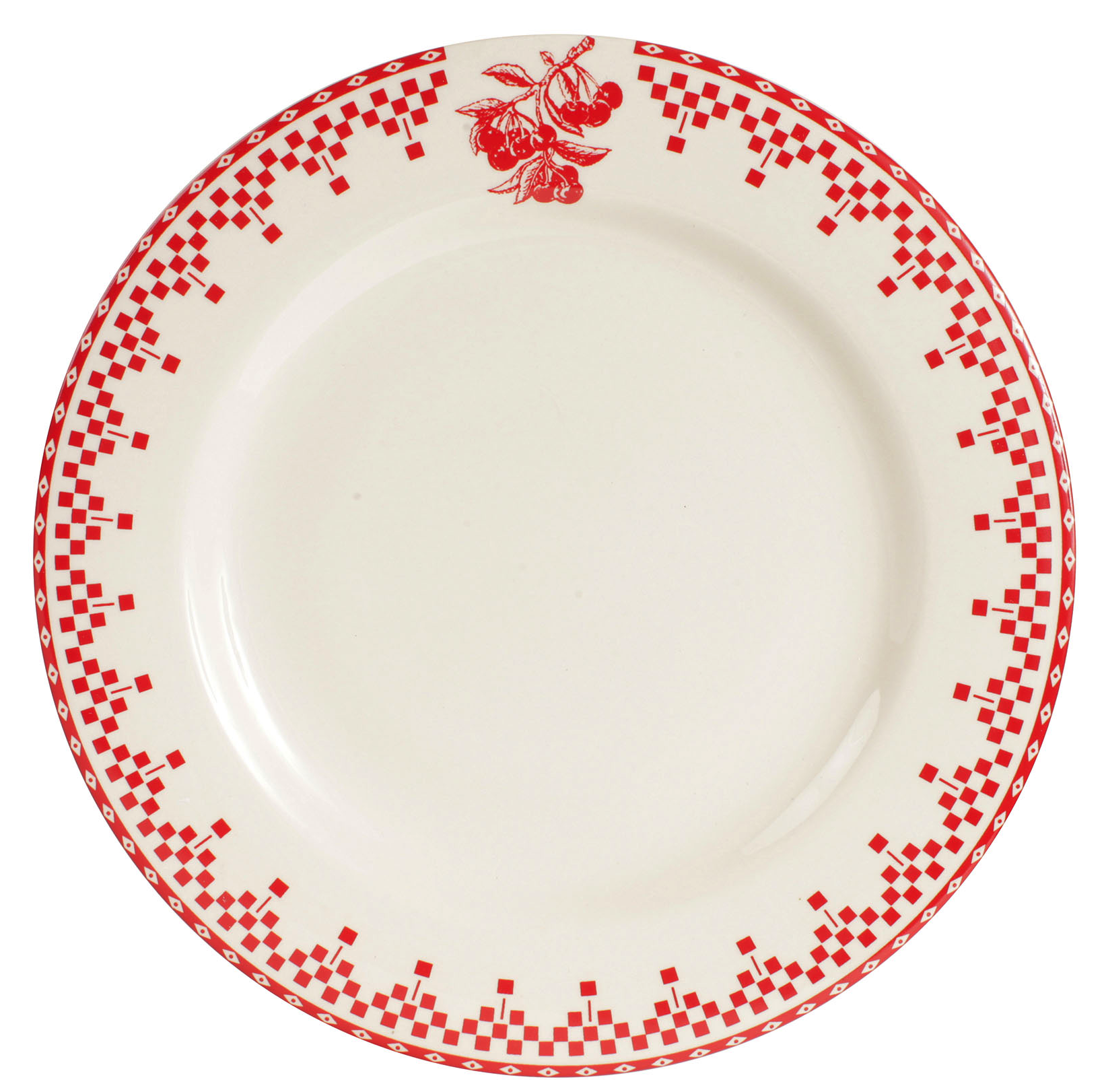  Assiette  plate en Fa ence Damier  Rouge de la Marque 