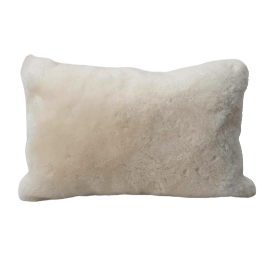 Coussin mouton Mérinos 35x55 cm - Blanc 