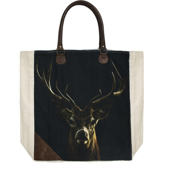 Sac en toile shopper cerf noir