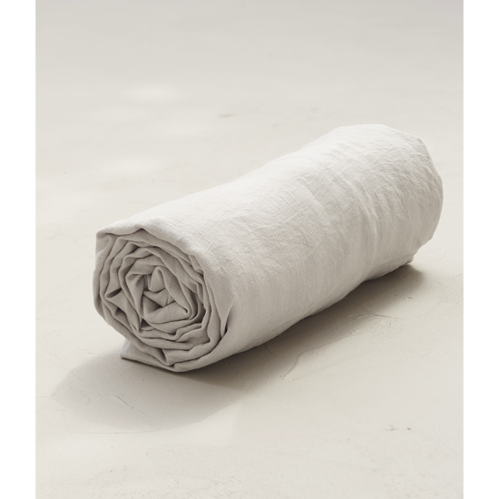 Drap housse lin stone washed Gris Plume - Sylvie Thiriez