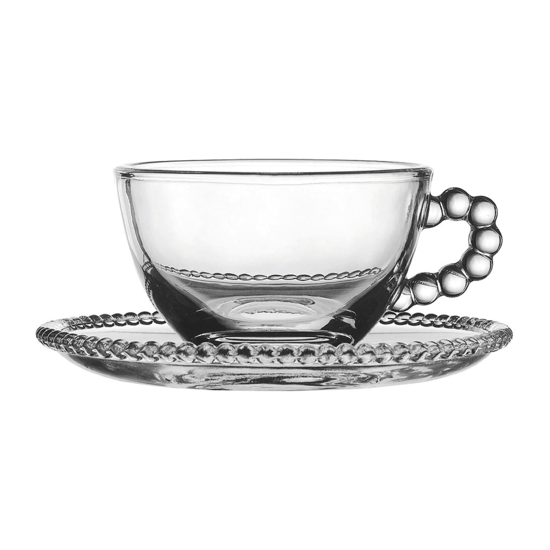 Ensemble tasse à thé et sous-tasse Perloa en verre - Côté Table