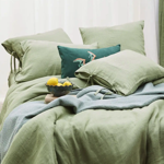 Housse de couette Lin Stone Washed Vert Jade - Sylvie Thiriez