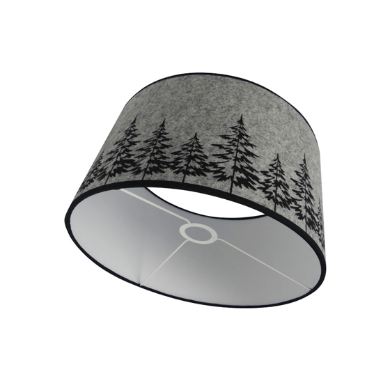 Abat-jour Ø30 cm à poser - Feutre beige/Sapins noirs