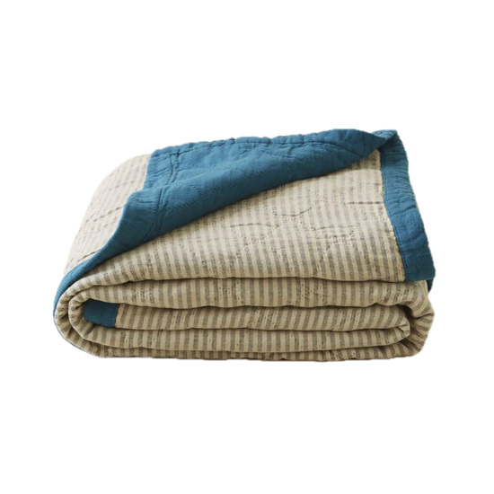 Jeté de lit Double Jeu Vert Lagon - Sylvie Thiriez