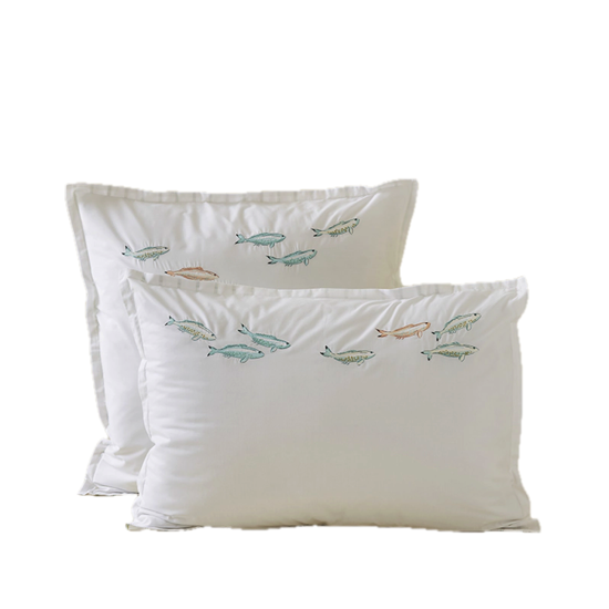 Taie d'oreiller brodée Au fil de l'Eau - Sylvie Thiriez