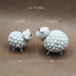 Grand mouton boule blanc 12 cm en feutrine