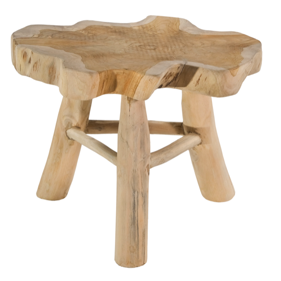 Table/tabouret 3 pieds en teck recyclé L40