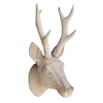 Tête de chevreuil brute en bois sculpté main 40x16cm