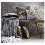 Housse de coussin fond blanc  2190B  50x50 - Loup en Hiver