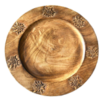 Sous assiette bois brulé 7 edelweiss sculptées Ø34cm