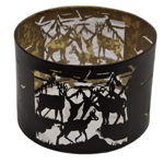 Abat jour rond 30 dcoupe chamois  poser aspect rouille intrieur feuille d'or
