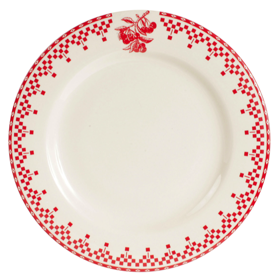 Assiette plate damier rouge diamètre 27 cm - Comptoir de Famille