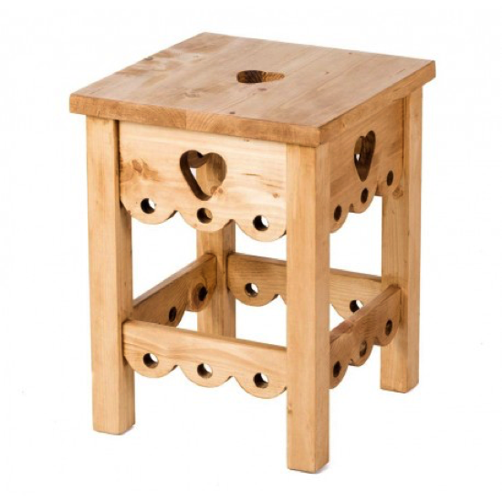 Tabouret savoyard en pin ciré