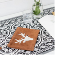 Pochette brune avec une tête de cerf en peau de vache argentée