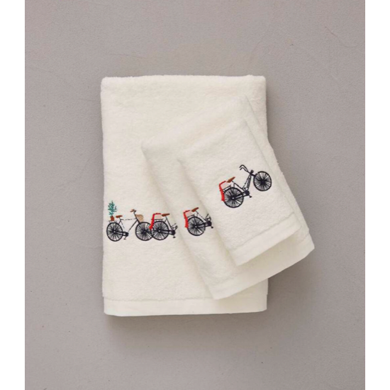 Gant de toilette brodé Amsterdam Crème - Sylvie Thiriez