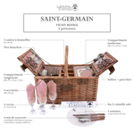 Panier Pique-nique osier 4P - St Germain vichy Rouge
