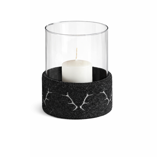 Bougeoir Nevada Ø16 en feutre de laine naturelle Anthracite - Catia Luca
