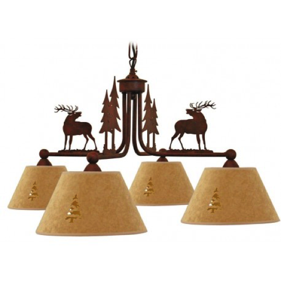 Lustre motifs cerfs avec quatre abats jour a1050cap