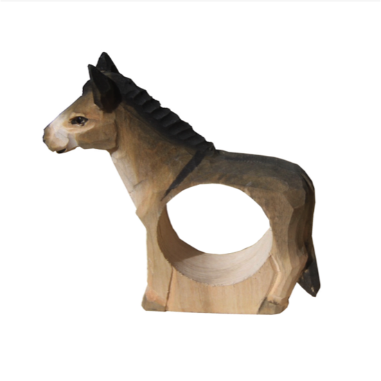 Rond de serviette ane en bois sculpté