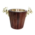 Seau  champagne gold et bois D28x31cm 
