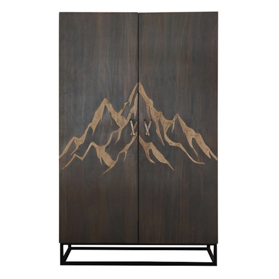 Armoire Montagne gravée et poignées ski - Chehoma