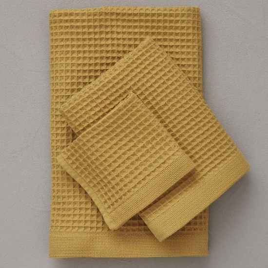 Nid d'abeille Bain de minuit Jaune - Drap de douche 70x150 - Sylvie Thiriez