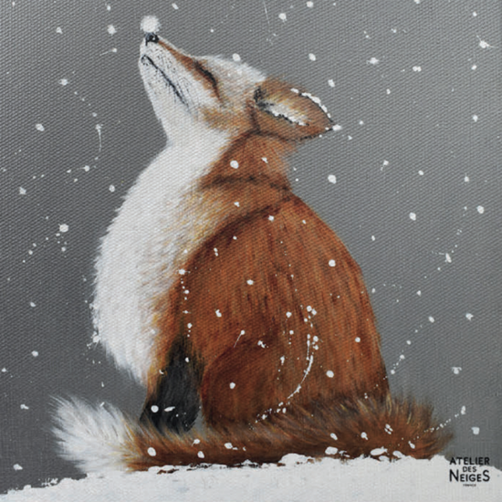 Tableau suédine - Renard neige