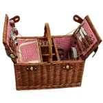 Panier Pique-nique osier 4P - St Germain vichy Rouge