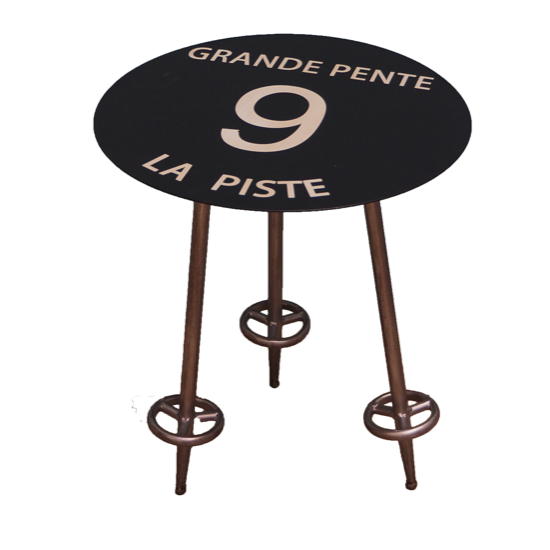 Table d'appoint métal piste noire Grande pente 9 - Chehoma