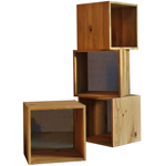 Bloc cube pour bibliothèque ouverte Brooks - Teinte naturel vieux bois 