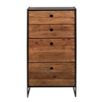 Commode Utah 4 tiroirs pin recyclé et métal - Chehoma