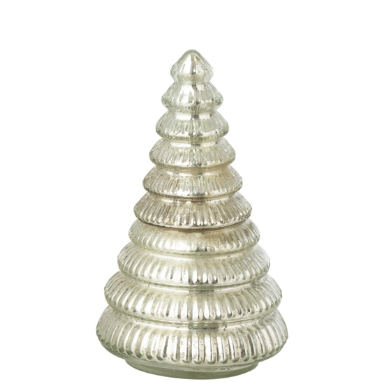 Bougie parfumée sapin côtelé en verre argenté - S