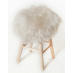 Tabouret pieds htre h50  mouton Islandais blanc