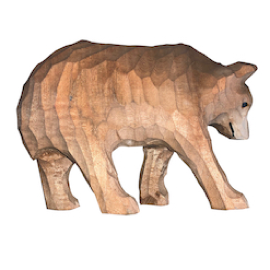 Petit ours qui marche en bois sculpté main 14x4,5x10cm
